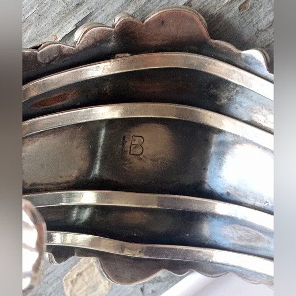 Turquoise Coral VTG Sterling Silver Southwest Signed IB 46 G Cuff Bracelet - Picture 13 of 16